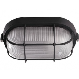 APLIQUE ESTANCO OVAL REJILLA 60W NEGRO