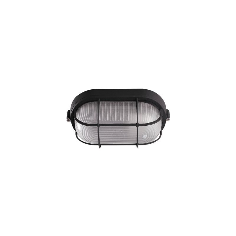 APLIQUE ESTANCO OVAL REJILLA 60W NEGRO