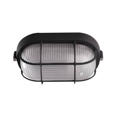 APLIQUE ESTANCO OVAL REJILLA 60W NEGRO