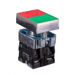 PULSADOR DOBLE METALICO 22MM VERDE ROJO 1NO y 1NC