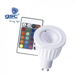 LAMP DICRO 1 LED RGB GU 10 6000K CON MANDO