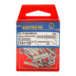 CAJA DE 15 TACOS 4MM  y 15 HEMBRAS ABIERTAS