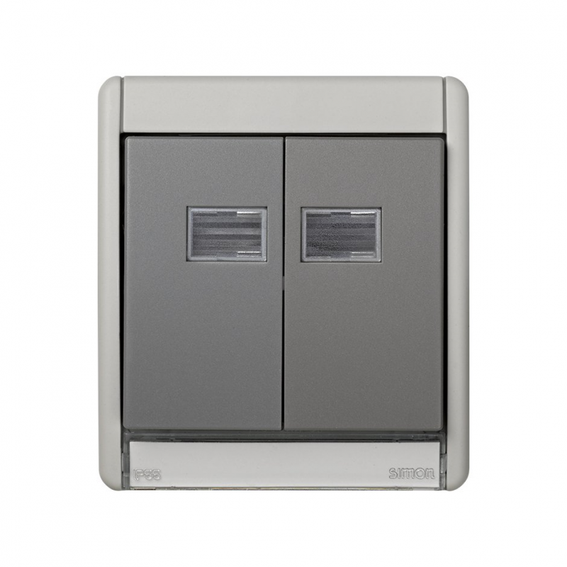 CAJA VACIA GRIS IP55 CON TECLA DOBLE