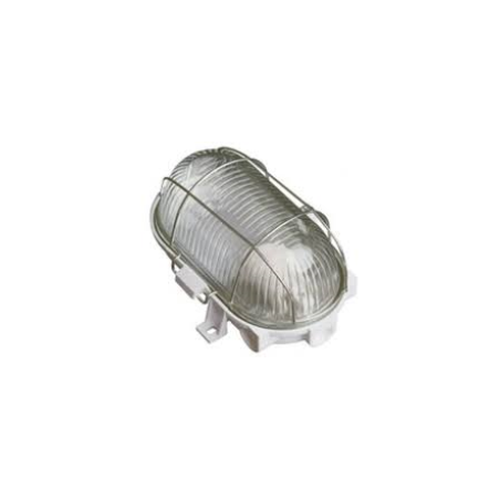 APLIQUE OVAL PLATICO REJILLA METAL E27 60W BL