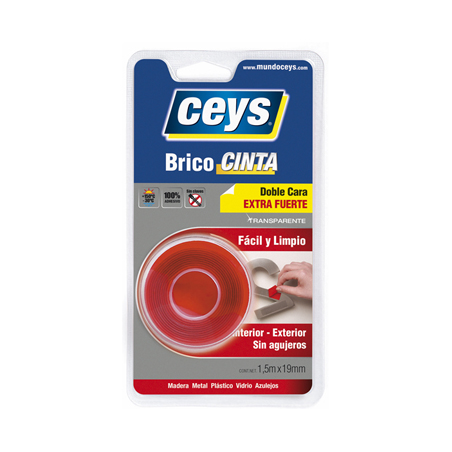 CINTA ADH 19MMX 1.5MT D/CARA TRA BRICOCINTA ROJA CEYS
