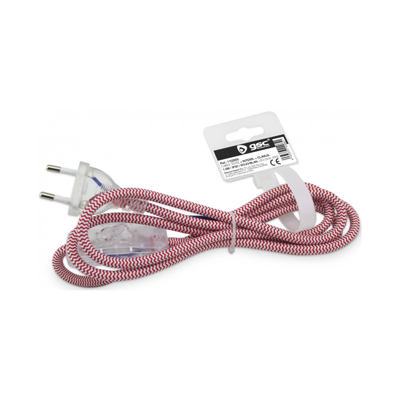 CABLE TEXTIL 1.5M 2*0.75MM CLAVIJA ROJA/BANCO