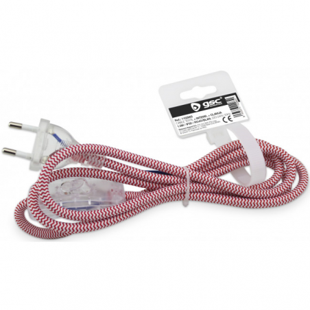 CABLE TEXTIL 1.5M 2*0.75MM CLAVIJA ROJA/BANCO
