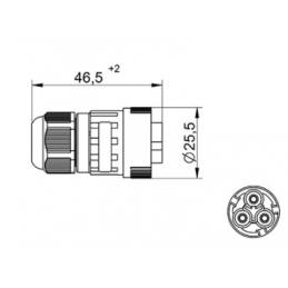 CONECTOR AEREO MACHO IP 68 3 P