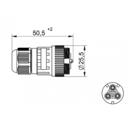 CONECTOR AEREO HEMBRA IP 68 3P
