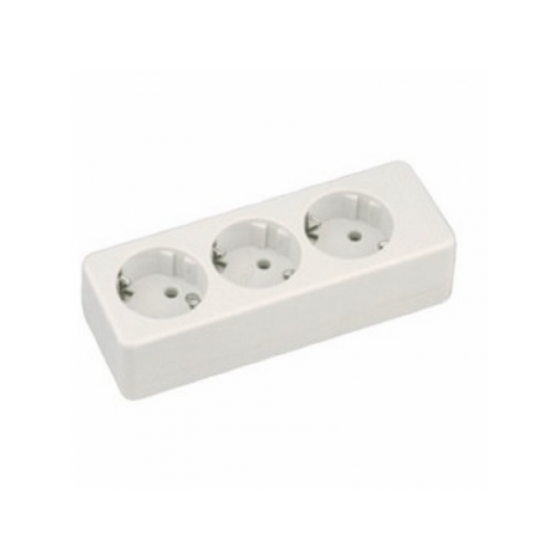 BASE 3 TOMAS C/ TT 16AMP LEKA