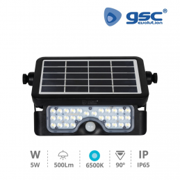 PROYECTOR SOLAR LED MULTIFUNCION CON SENSOR 5W 6500K NEGRO