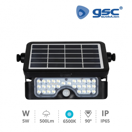 PROYECTOR SOLAR LED MULTIFUNCION CON SENSOR 5W 6500K NEGRO