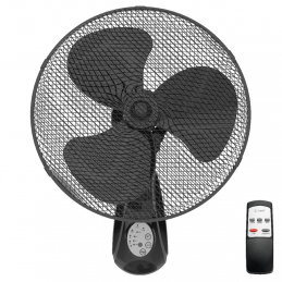 VENTILADOR DE PARED SAUTAR CON MANDO 43CM 45W NEGRO