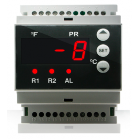 TERMOSTATO 230V 2 RELES RAIL DIN 4 MOD