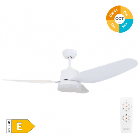 VENTILADOR TECHO BUMERA CON LUZ CCT REGULABLE Y MANDO