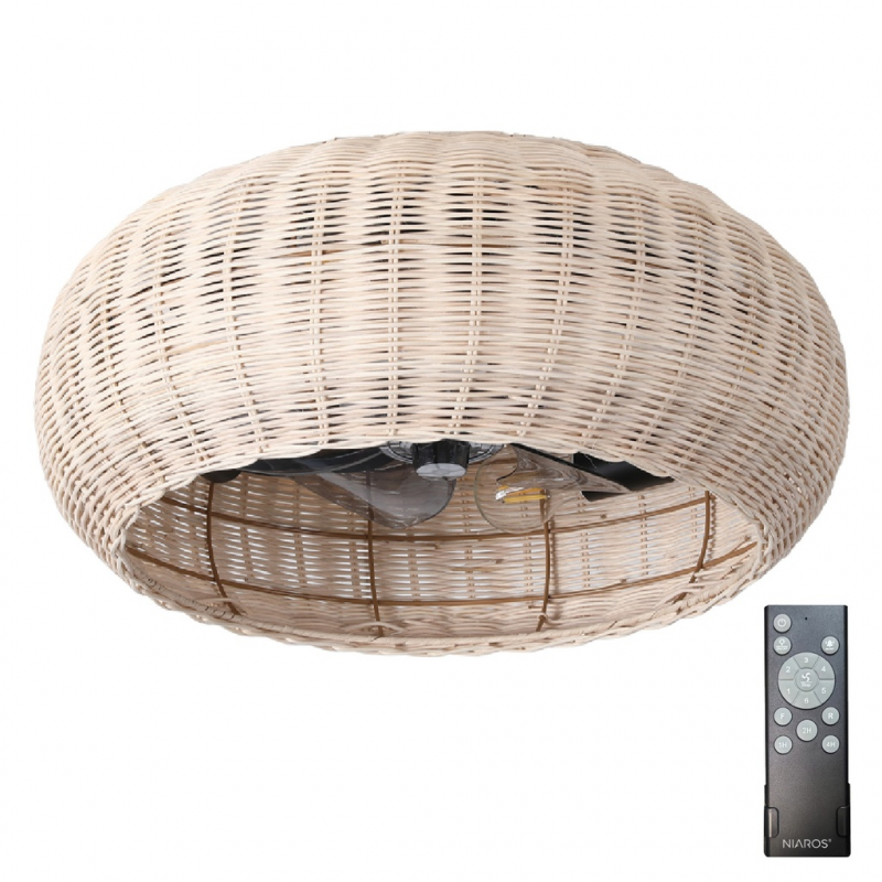 VENTILADOR TECHO MATERA CON MANDO 4XE27 3 ASPAS DC BEIGE