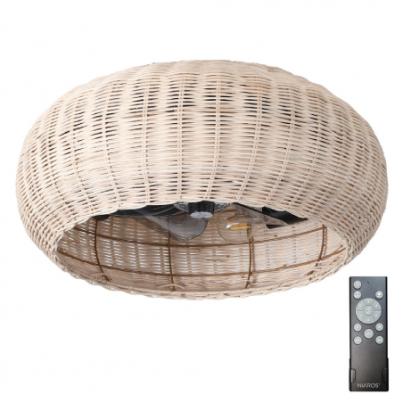 VENTILADOR TECHO MATERA CON MANDO 4XE27 3 ASPAS DC BEIGE