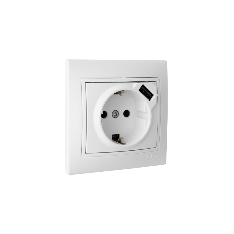 BASE SCHUKO CON USB BLANCA