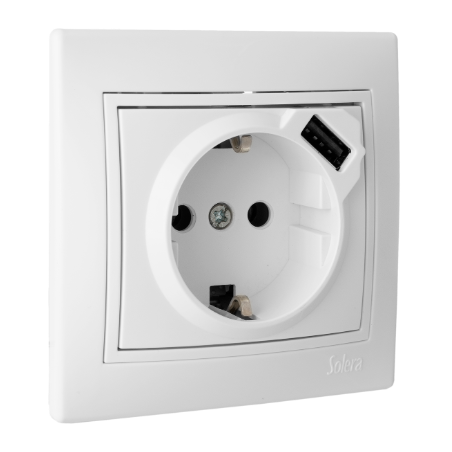 BASE SCHUKO CON USB BLANCA