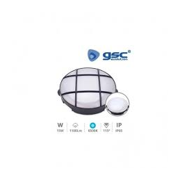 APLIQUE LED REDONDO OXALIS CON REJILLA 15W 6500K NEGRO