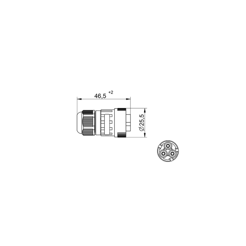 CONECTOR AEREO MACHO IP 68 3 P