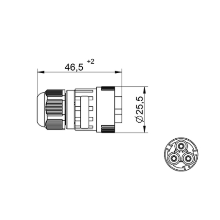 CONECTOR AEREO MACHO IP 68 3 P